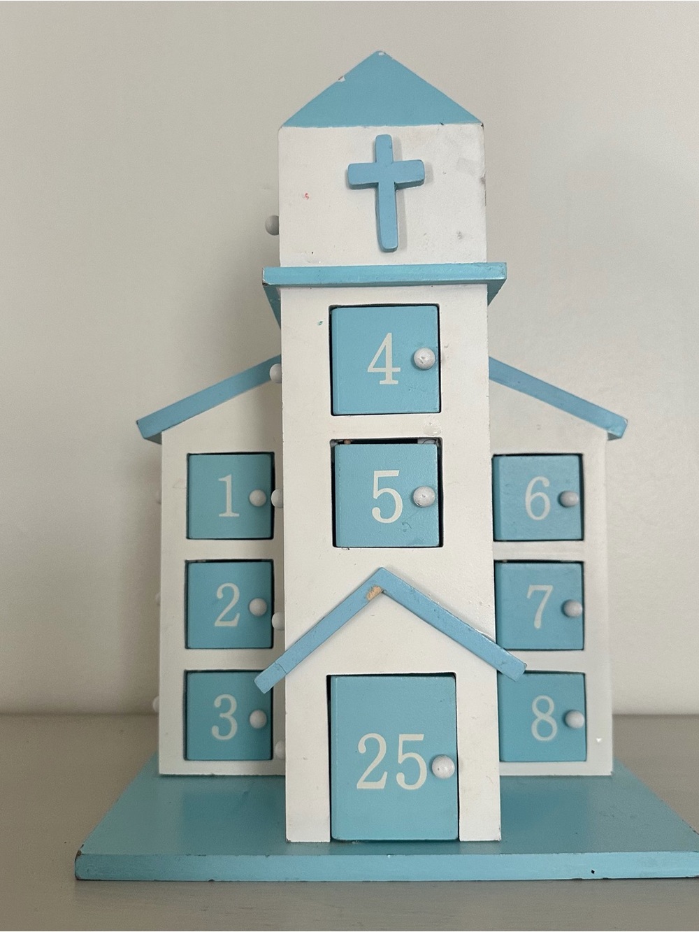 Wooden Church Advent Calendar — Countdown to Christmas — 25 Doors